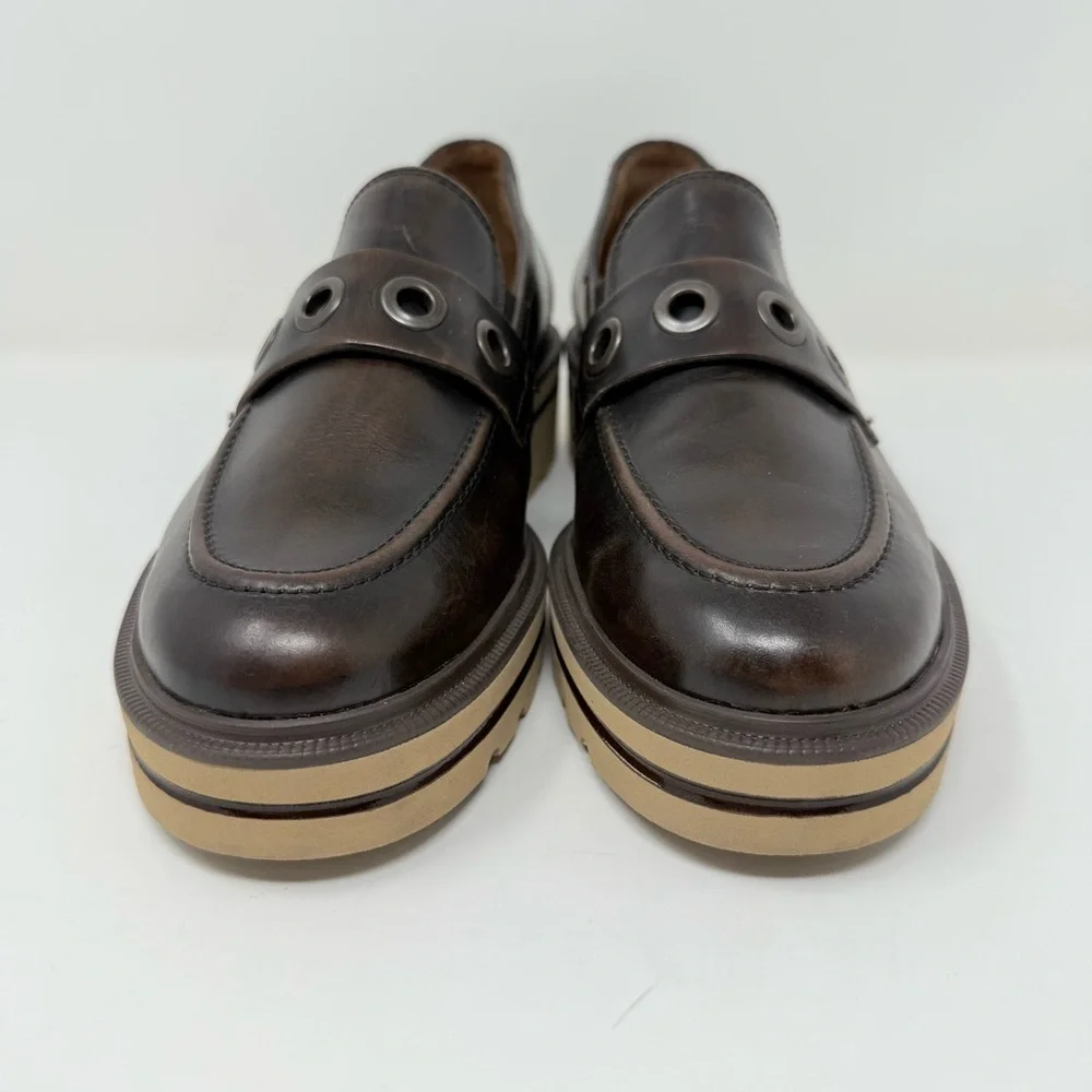 New Paul Green Billie Loafer Tobacco Brushed Leather Sz 7